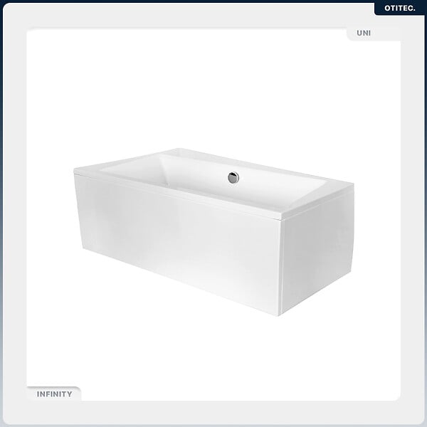 BESCO - Baignoire asymétrique - 150 x 90 cm - Gauche - avec Habillage - Pieds - Vidage Chrome - INFINITY - large