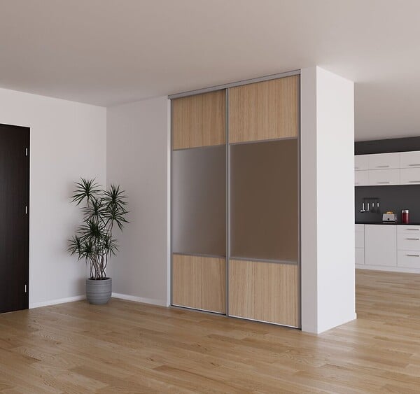 YNGENIO - Porte de placard Miroir et Chene Naturel Profil gris H248.5xL92.2cm - large