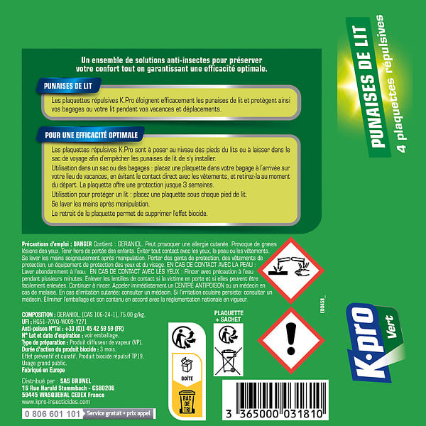 KPRO - Plaquettes punaises de lit x4 - large