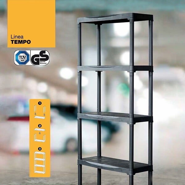 ARTPLAST - Etagère de Rangement 5 Niveaux Charge Max 200 kg Polypropylène Résistant - Garage Atelier Intérieur Extérieur Art Plast - large