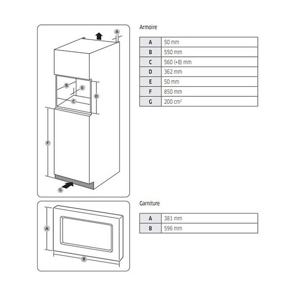 SAMSUNG - micro-ondes solo encastrable 20l 850w inox - ms20a7013at - large