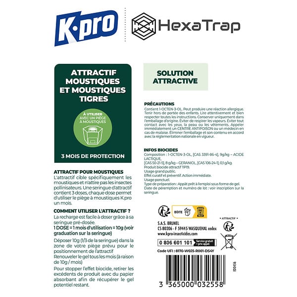 KPRO - Recharge attractif pour piège anti-moustiques - large