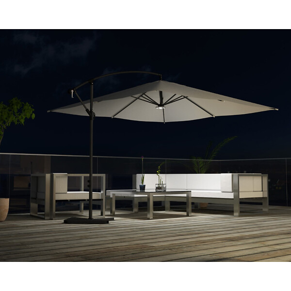 CONCEPT USINE - Parasol  ecru déporté carré 3 x 3 m led SOLENZARA - large