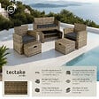 TECTAKE - Salon de jardin résine tressée naturel ensemble mobilier extérieur avec housse - vignette