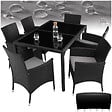 TECTAKE - Salon de jardin 6 places avec housse de protection noir/gris - vignette