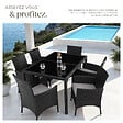 TECTAKE - Salon de jardin 6 places avec housse de protection noir/gris - vignette