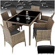 TECTAKE - Salon de jardin 6 places avec housse de protection marron naturel/gris foncé - vignette
