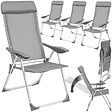 TECTAKE - 4 chaises de jardin pliantes en aluminium avec appui-tête gris - vignette