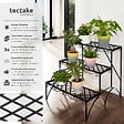 TECTAKE - Etagère pour plantes droite 3 niveaux noir - vignette