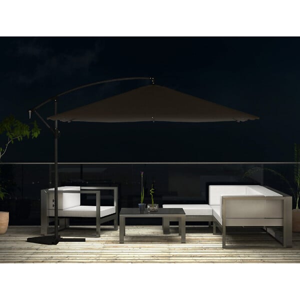 CONCEPT USINE - Parasol  marron droit carré 3 x 3 m led SOLENZARA - large