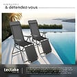 TECTAKE - 2 chaises de jardin pliantes en aluminium avec appui-tête et repose-pieds gris anthracite - vignette