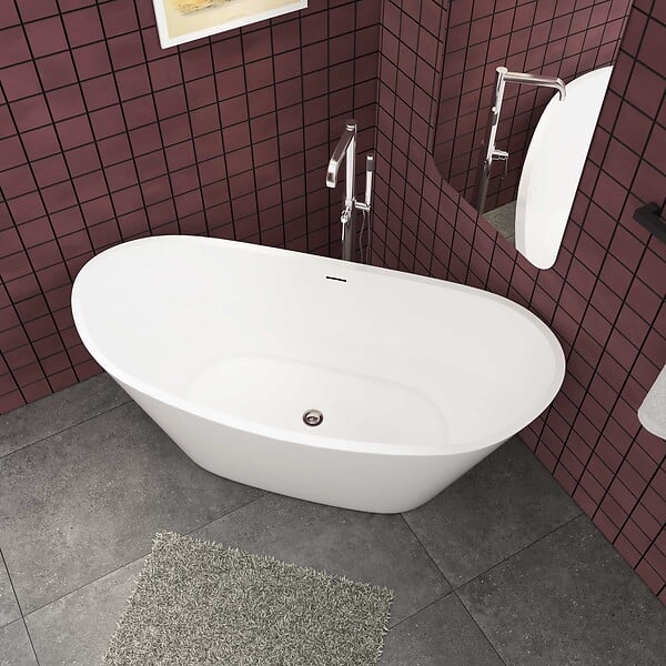 AICA SANITAIRE - Baignoire îlot oval blanc en acrylique 150x72x65cm ,Aica Sanitaire - large