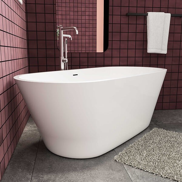 AICA SANITAIRE - Baignoire îlot oval  blanc en acrylique 170x80x58cm,Aica Sanitaire - large
