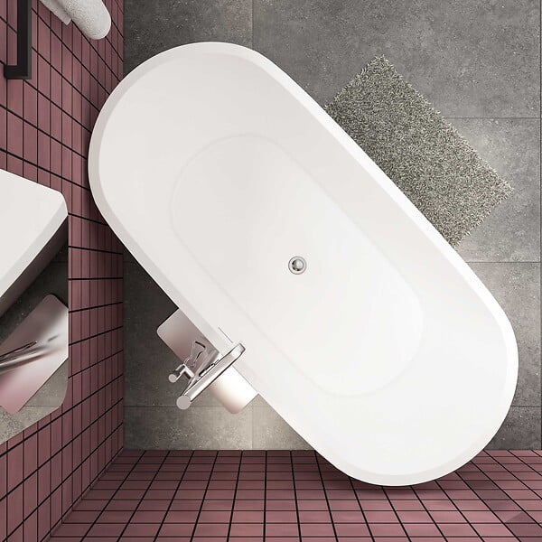AICA SANITAIRE - Baignoire îlot oval  blanc en acrylique 170x80x58cm,Aica Sanitaire - large