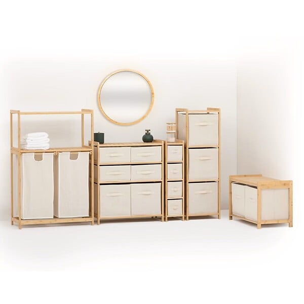 5 FIVE SIMPLY SMART - Meuble Étagère en Bambou avec 3 paniers H 109.5 cm - large