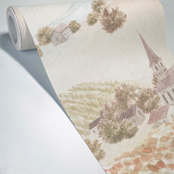 99DECO - Papier peint panoramique - Campagne - Rouge - intissé : 150g/m² - 7 lés : 336x270cm - large