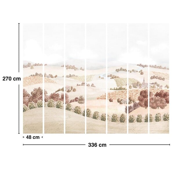 99DECO - Papier peint panoramique - Campagne - Rouge - intissé : 150g/m² - 7 lés : 336x270cm - large