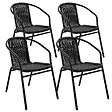 OVIALA - Lot de 4 fauteuils de jardin aluminium et résine noir - Saint Germain - vignette