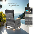 TECTAKE - Fauteuil en rotin design aluminium dossier réglable gris avec coussin dossier et repose-pieds réglables - vignette