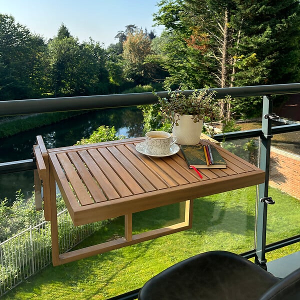 HAPPY GARDEN - Table de balcon rabattable en acacia SUMBA - large