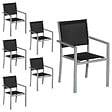 HAPPY GARDEN - Lot de 6 chaises en aluminium gris - textilène noir - vignette
