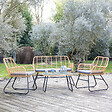 HAPPY GARDEN - Salon de jardin TIGA en résine tressée 4 places - coussins gris - vignette