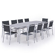 HAPPY GARDEN - Salon de jardin LAMPEDUSA extensible en textilène gris 10 places - aluminium blanc - vignette