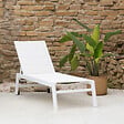 HAPPY GARDEN - Bain de soleil BARBADOS en textilène blanc - aluminium blanc - vignette