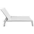 HAPPY GARDEN - Bain de soleil BARBADOS en textilène blanc - aluminium blanc - vignette
