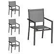 HAPPY GARDEN - Lot de 4 chaises en aluminium anthracite - textilène gris - vignette