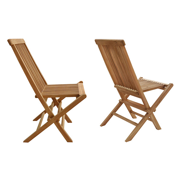 HAPPY GARDEN - Lot de 2 chaises de jardin en teck LOMBOK - large