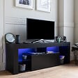 HAPPY GARDEN - Meuble TV 140cm noir à LED DARYL - vignette