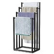 VOUNOT - Porte serviettes sur pied autoportant 4 niveaux noir - vignette