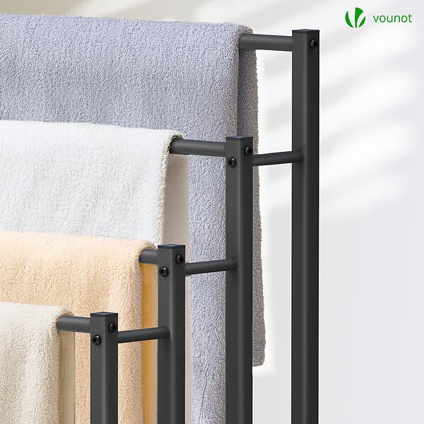 VOUNOT - Porte serviettes sur pied autoportant 4 niveaux noir - large