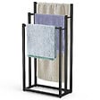 VOUNOT - Porte serviettes sur pied autoportant 3 niveaux noir - vignette