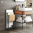 VOUNOT - Porte serviettes sur pied autoportant 3 niveaux noir - vignette