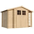 TIMBELA - Abri de jardin en bois et range bûches extérieur - Stockage extérieur I206xL328xH218 cm/ 3,53 + 0,97+0,97 m2 - M389F - vignette
