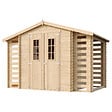 TIMBELA - Abri de jardin en bois et range bûches extérieur - Stockage extérieur I206xL328xH218 cm/ 3,53 + 0,97+0,97 m2 - M391C - vignette