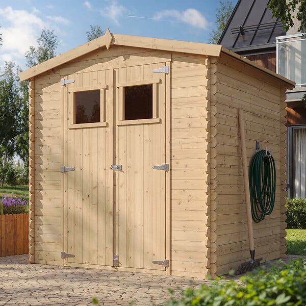 TIMBELA - Abri de jardin en bois - Stockage extérieur I216xL206xH218 cm/ 3.53 m2 Petit abri à outils, Local à vélos -  M343 - large