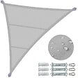 VOUNOT - Voile d'ombrage Triangle en Polyester Imperméable avec Kit de Montage 5x5x5m Gris Clair - vignette