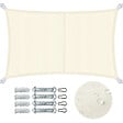 VOUNOT - Voile d'ombrage Rectangulaire en Polyester Imperméable avec Kit de Montage 3x5m Beige - vignette