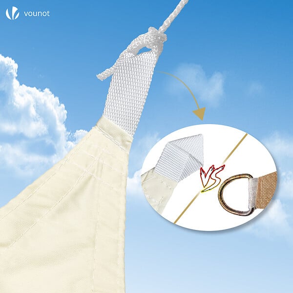 VOUNOT - Voile d'ombrage Rectangulaire en Polyester Imperméable avec Kit de Montage 3x5m Beige - large