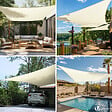 VOUNOT - Voile d'ombrage Rectangulaire en Polyester Imperméable avec Kit de Montage 3x5m Beige - vignette