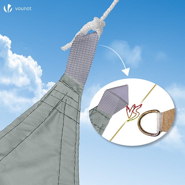 VOUNOT - Voile d'ombrage Triangle en Polyester Imperméable avec Kit de Montage 5x5x5m Gris - large