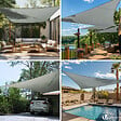 VOUNOT - Voile d'ombrage Triangle en Polyester Imperméable avec Kit de Montage 5x5x5m Gris - vignette
