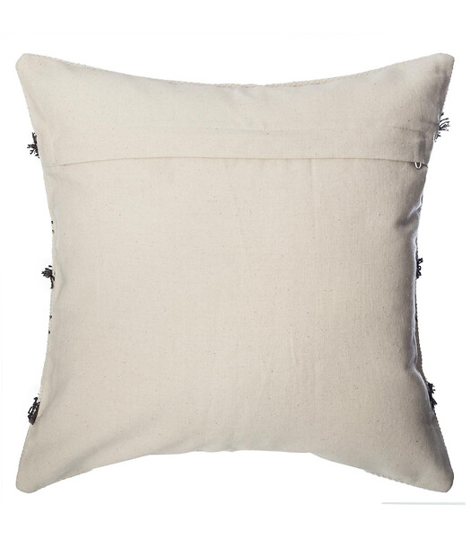 ATMOSPHERA - Housse de coussin  en coton Ivoire et Gris tufté 40 x 40 cm - large