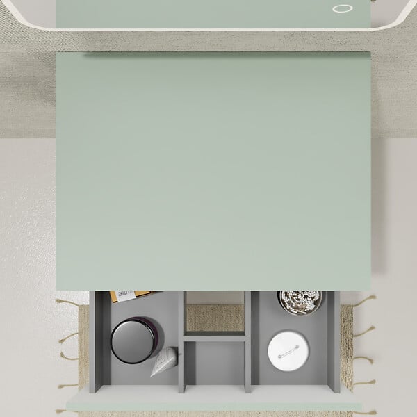 GODART - Meuble salle de bain 60 cm pour vasque à poser - Vert mat - A suspendre - Karaib 2 - large