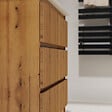 GODART - Meuble salle de bain 80 cm A poser - Plan vasque céramique - Effet bois strié - Karaib 2 - vignette