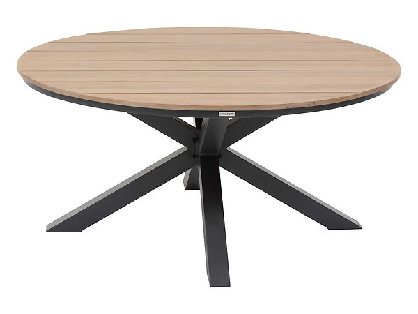 HESPERIDE - Table de jardin ronde Alu/Acacia Oriengo 4 places graphite - Hespéride - large