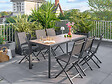 HESPERIDE - Table de jardin rectangulaire alu Evasion 6 places effet bois honey et graphite - Hespéride - vignette